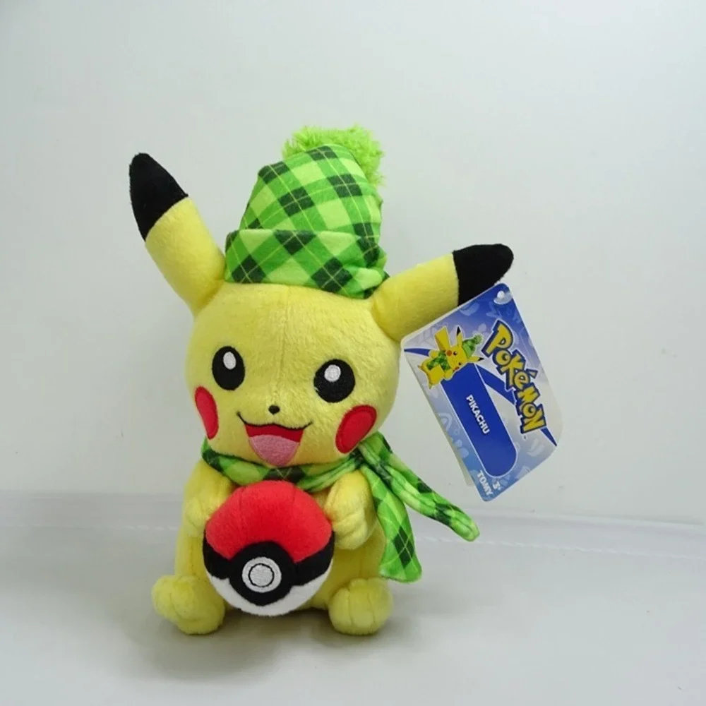 Pikachu Pokemon Green Plaid Santa Hat‎ Plush 10